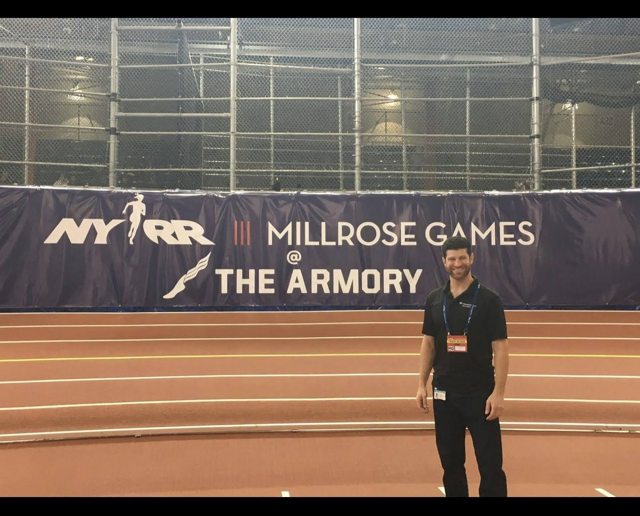Dr. Goldwaser at the Millrose Games at The Armory